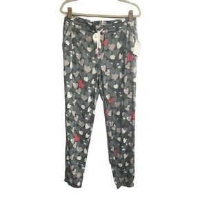 NWT PJ Salvage XS Hearts Sage Green Pink Jogger Lounge Pajama Pants #PQ42/48